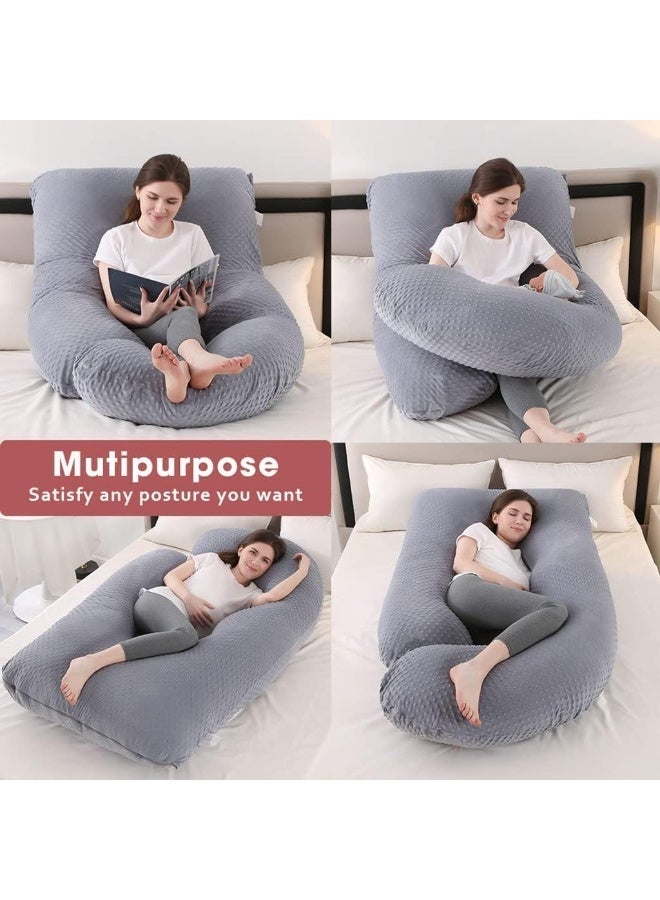 Pregnancy Pillows Body Pillows Grey Crystal Velvet Maternity Pillow. Multifunctional U-shaped Comfortable Side Sleeping Pillow Nursing Pillow Cuddle Pillow. Support For The Pregnant Woman's Body - Image 1